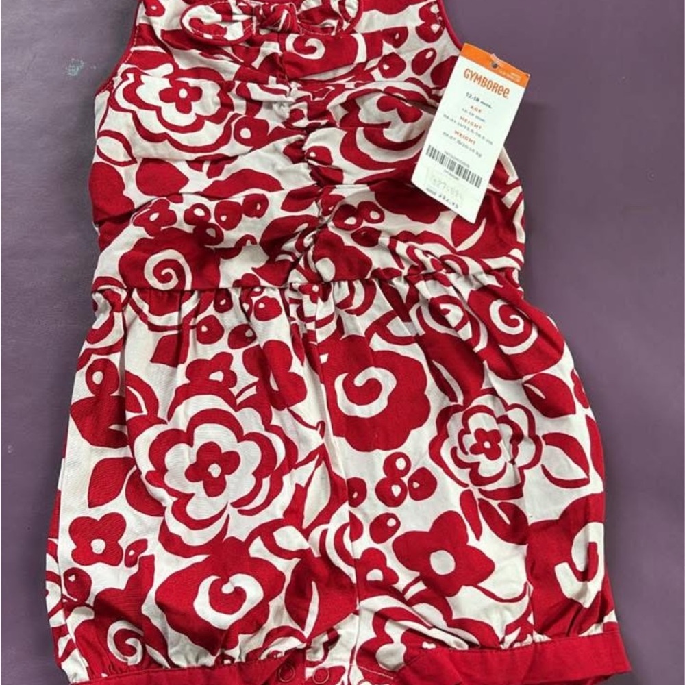 Gymboree Red and White Floral Kids One Piece